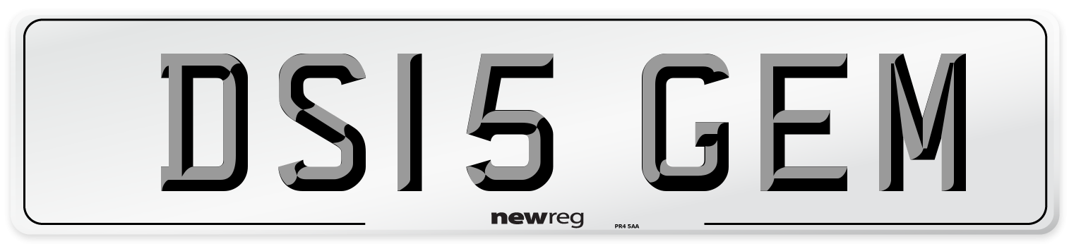 DS15 GEM Number Plate from New Reg